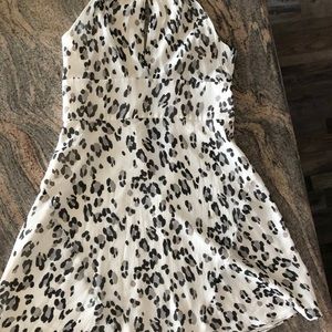 Bebe Silk Halter Leopard Print Dress